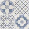 Carrelage sol effet carreaux de ciment Water Azur44x44 cm