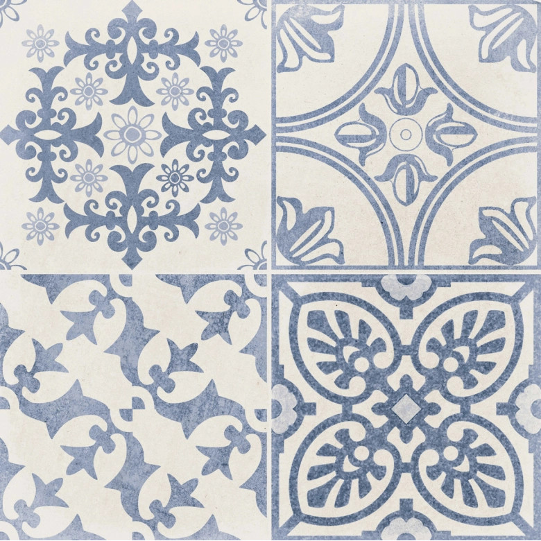 Carrelage sol effet carreaux de ciment Water Azur44x44 cm