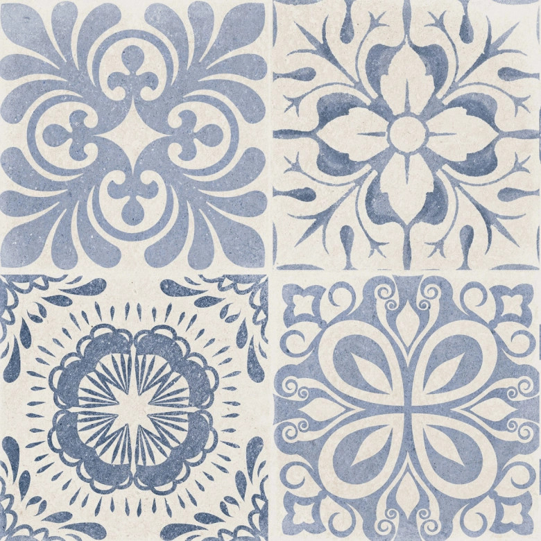 Carrelage sol effet carreaux de ciment Water Azur44x44 cm