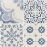 Carrelage sol effet carreaux de ciment Water Azur44x44 cm
