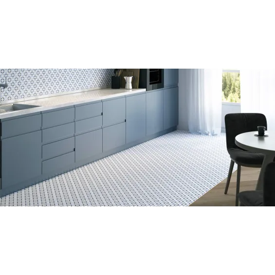  Carrelage sol effet carreaux de ciment Atelier Bleu 44x44 - Réflex Boutique