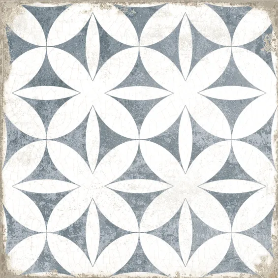 Carrelage sol effet carreaux de ciment Ritz Abbey bleu 20x20 cm - Réflex Boutique