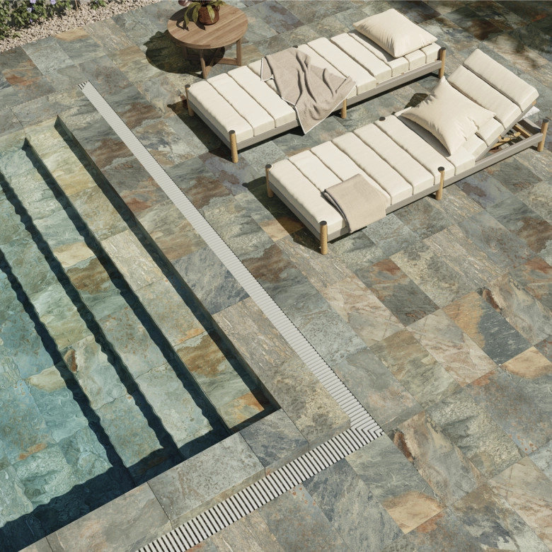Carrelage sol extérieur Pierre de Bali Uluwatu vert R11 30,3×61,3 cm