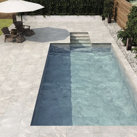 Carrelage sol ext rieur effet pierre Arezzo gris R11 45x65 cm