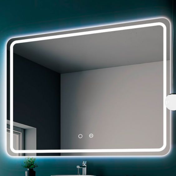 Miroir lumière Led REFLEX haut.60cm larg.80cm argent 