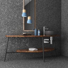 Carrelage sol hexagonal terrazzo Terra nova gris 24x20 cm