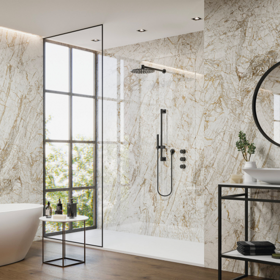carrelage blanc marbre pour salle de bain , douche sol et murs Bastia - EOS  CARRELAGE