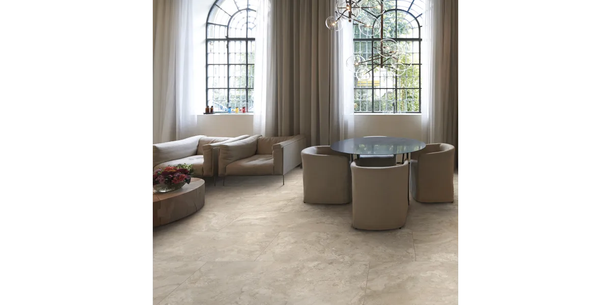 Carrelage sol effet pierre Tuf crème 30x60 cm - Réflex Boutique