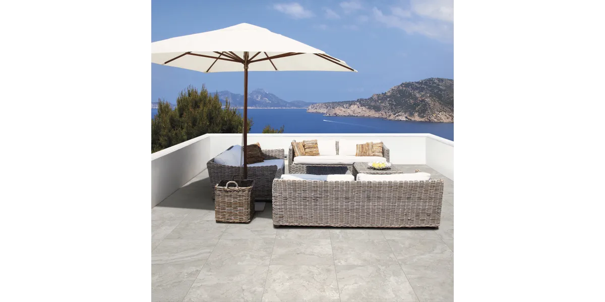 Carrelage sol effet pierre Tuf gris 30x60 cm - Réflex Boutique