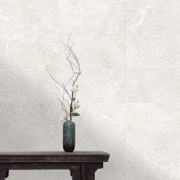 Carrelage sol effet pierre Opale blanc 30x60 cm