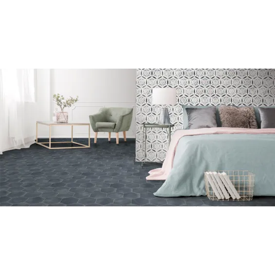  Carrelage sol hexagonal San Marin bleu marine 14x16 cm - Réflex Boutique