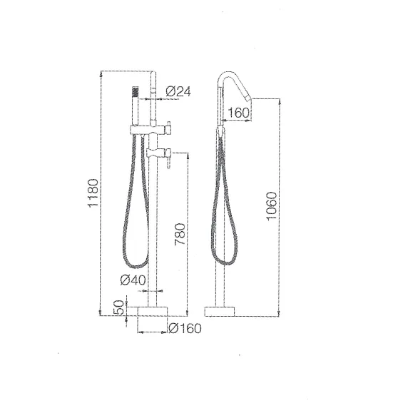  Mitigeur Bain-Douche sur pied Milan Chrome - Réflex Boutique