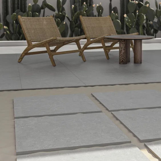  Carrelage sol extérieur moderne Concretum perle R11 60x60 cm - Réflex Boutique