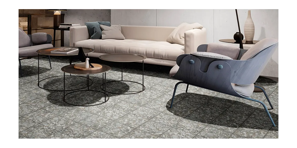 Carrelage sol effet terrazzo Rocca décor naturel 20x20 cm - Réflex Boutique