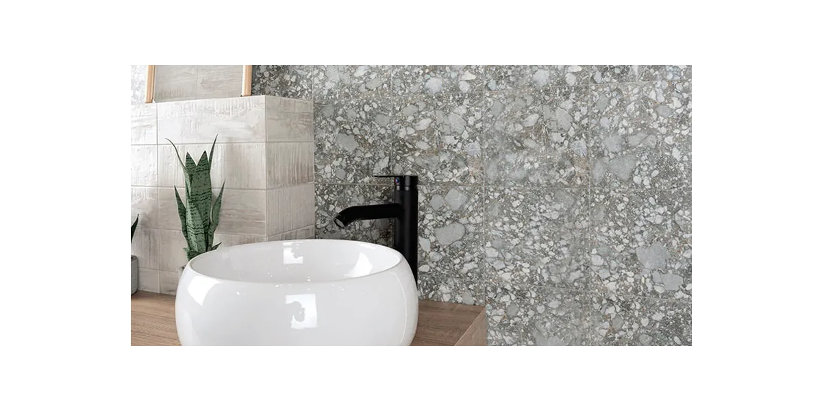 Carrelage sol effet terrazzo Rocca décor naturel 20x20 cm - Réflex Boutique