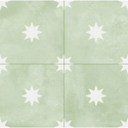 Carrelage sol effet carreaux de ciment Water Estrella vert 44x44 cm