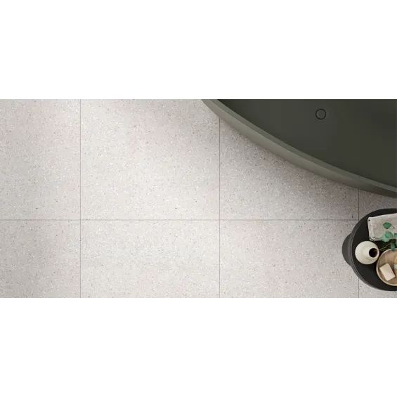  Carrelage effet Terrazzo Castello blanc 90x90 cm - Réflex Boutique