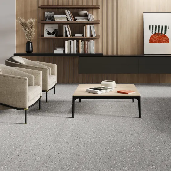  Carrelage effet Terrazzo Castello gris 60x60 cm - Réflex Boutique