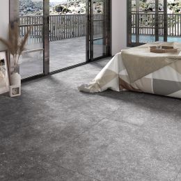 Carrelage sol effet pierre Accro gris argenté60x60 cm