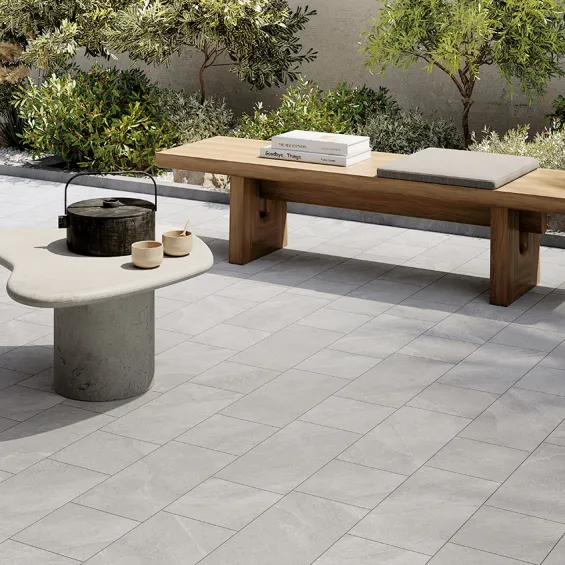  Carrelage sol extérieur effet pierre Volcania perle R11 60x120 cm - Réflex Boutique