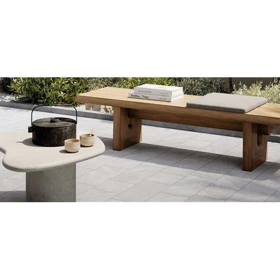  Carrelage sol extérieur effet pierre Volcania perle R11 60x60cm - Réflex Boutique