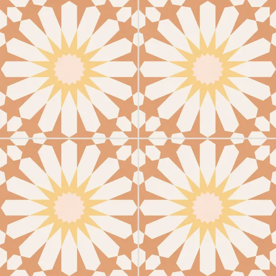  Carrelage sol effet carreaux de ciment Vintage soleil orange 33,15x33,15 cm - Réflex Boutique