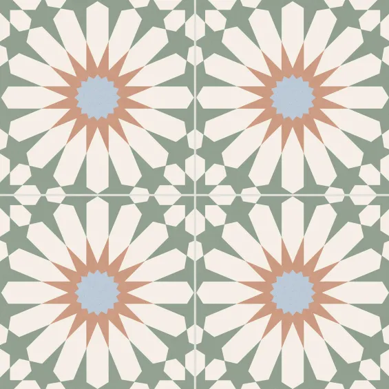  Carrelage sol effet carreaux de ciment Vintage soleil menthe 33,15x33,15 cm - Réflex Boutique