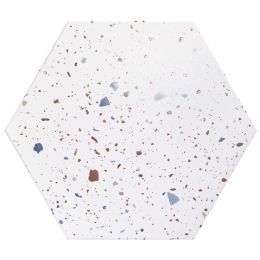 Carrelage sol Hexagonal Terrazzo Bolzano blanc 56x48,5 cm