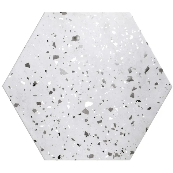 Carrelage sol Hexagonal Terrazzo Bolzano gris 56x48,5 cm - Réflex Boutique