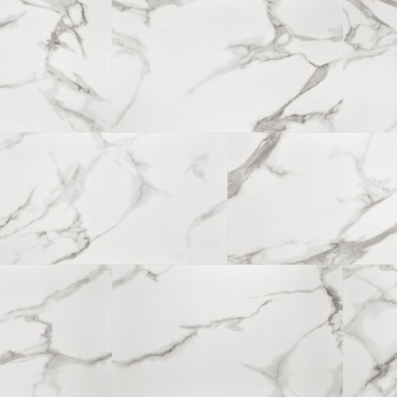 Dalles PVC 5.0mm à coller modern white marble 37,565 cm