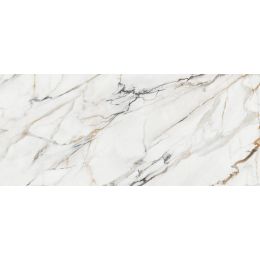 Carrelage sol et mur effet marbre brillant Paros Gold poli 63×146 cm