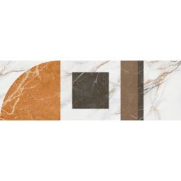 Carrelage mur effet marbre brillant Paros Décor géo Gold 30x90 cm