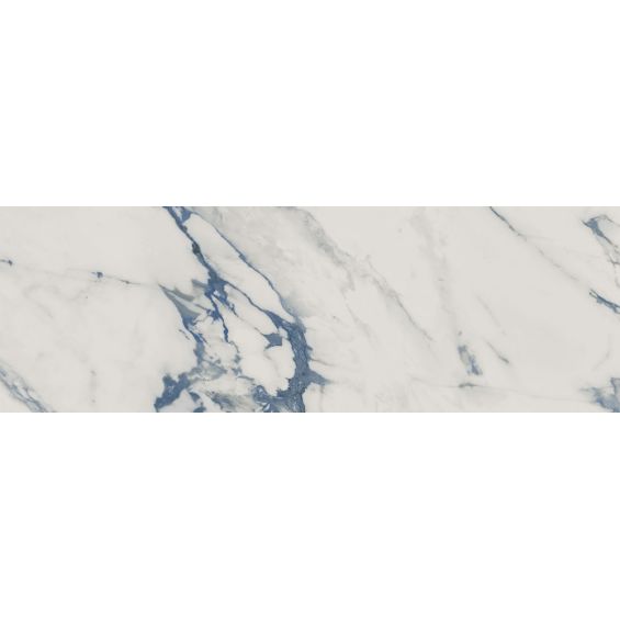 Carrelage mur effet marbre brillant Paros Bleu 30x90 cm