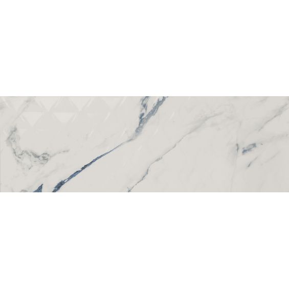 Carrelage mur effet marbre brillant Paros Décor losange bleu 30x90 cm