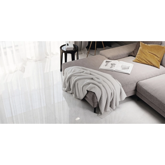 Carrelage sol brillant Bellissime blanc grisé 60x60 cm