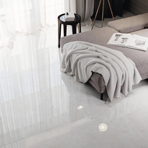 Carrelage sol brillant Bellissime blanc grisé 60x60 cm