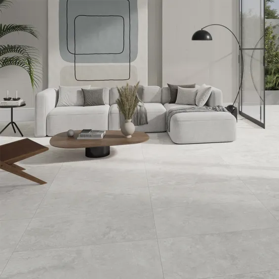 Carrelage sol effet travertin Tivoli blanc 100x100 cm - Réflex Boutique