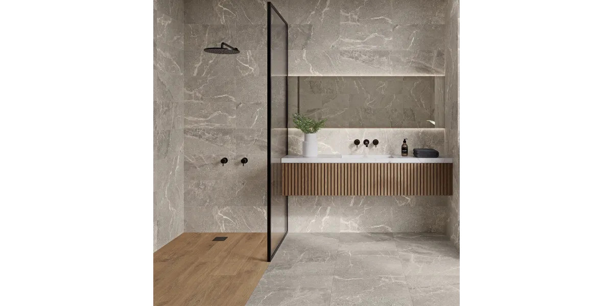 Carrelage sol effet pierre Toscana gris 60x120 cm - Réflex Boutique