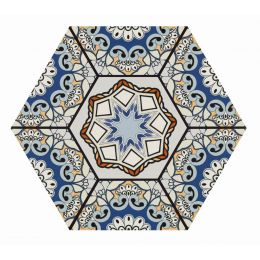 Carrelage sol hexagonal Beaumarchais bleu azur 28.5x33 cm