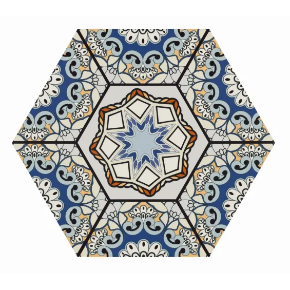  Carrelage sol hexagonal Beaumarchais bleu azur 28.5x33 cm - Réflex Boutique