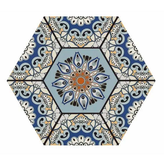  Carrelage sol hexagonal Beaumarchais bleu azur 28.5x33 cm - Réflex Boutique