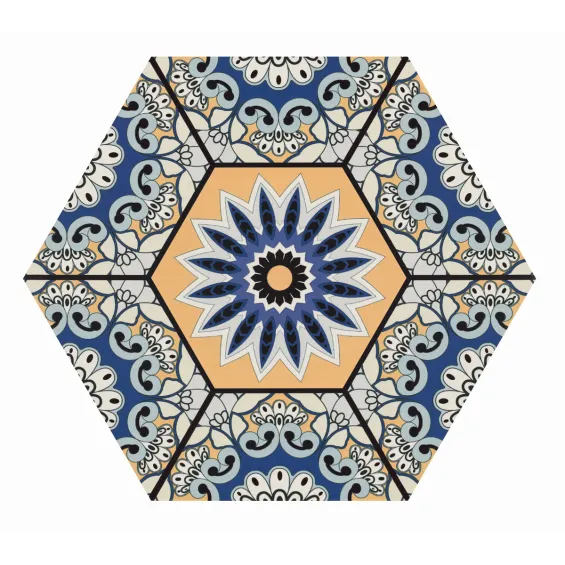  Carrelage sol hexagonal Beaumarchais bleu azur 28.5x33 cm - Réflex Boutique