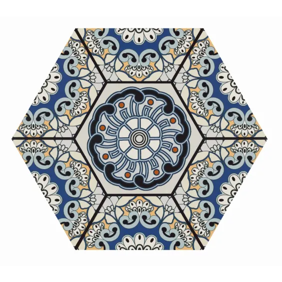  Carrelage sol hexagonal Beaumarchais bleu azur 28.5x33 cm - Réflex Boutique