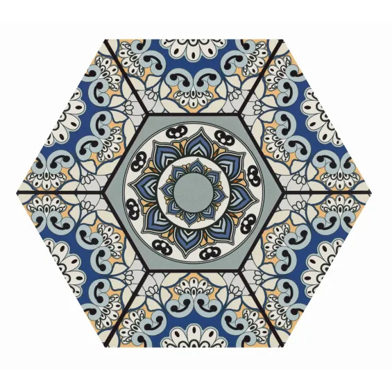  Carrelage sol hexagonal Beaumarchais bleu azur 28.5x33 cm - Réflex Boutique