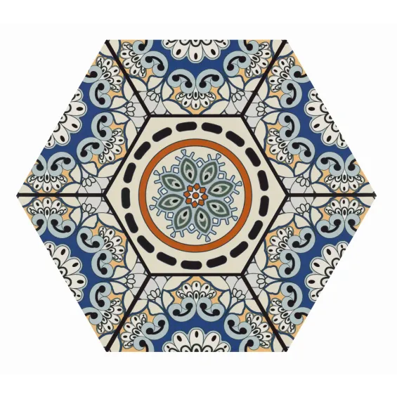  Carrelage sol hexagonal Beaumarchais bleu azur 28.5x33 cm - Réflex Boutique