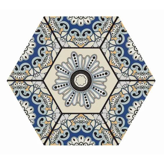  Carrelage sol hexagonal Beaumarchais bleu azur 28.5x33 cm - Réflex Boutique