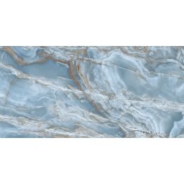 Carrelage sol et mur poli effet marbre Bavaro bleu cobalt 60x120 cm