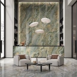 Carrelage sol et mur poli effet marbre Bavaro jade 120x120 cm