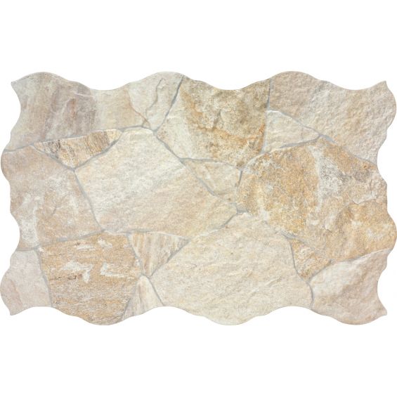 Carrelage sol extérieur effet pierre Jura crème R11 44x66 cm