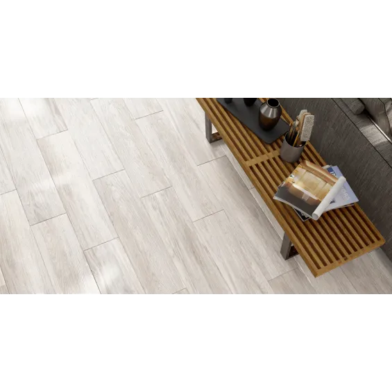  Carrelage sol imitation parquet Lucio blanc 22.5x90 cm - Réflex Boutique